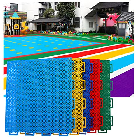 Tapis Caillebotis en Caoutchouc 25 CM Carreaux De Sol Emboîtables Modulaires Extérieurs, Stade De La Maternelle Antidérapant Résistant À l'usure DIY Couleur Puzzle Sol Sportif