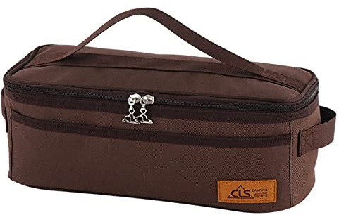 TRIWONDER Camping Utensils Storage Bag Cooking Utensils Organizer Camping Cutlery Pouch Portable Toiletry Wash Bag for Travel Picnic Barbecue (Brown)