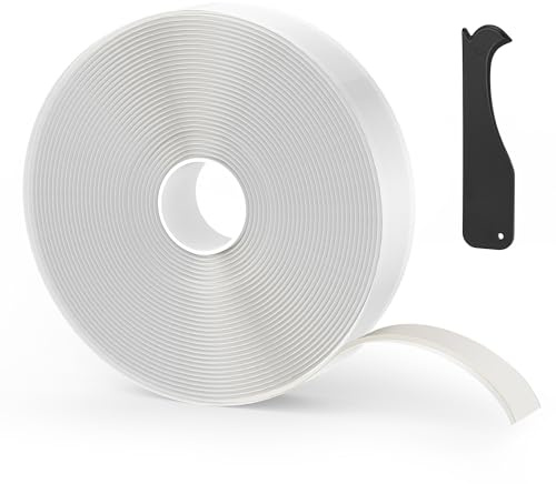 Rvhouse Cinta de Butilo Impermeable Autoadhesiva 40mm x 9m 1 Rollo Blanco | Cinta de Goma para Exteriores, Tejados, Reparar Fugas en Autocaravanas, Cristales de Ventanas, Faros de Coches y Camiones