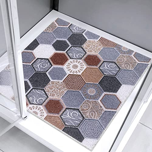 Square Shower Mat 60x60cm Non Slip Anti Mould Bathmat for Inside Shower, Loofah Shower Mat for Inside Bath, Soft Massage Mat for Bathroom Wet Areas, Anti-Slip Bathtub Mat Washable Cuttable Quick Dry