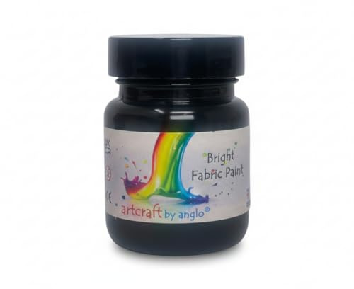 artcraft by anglo Black Fabric Paint Permanent for Clothes. Textile Fabric Paints in 60ml. Ideal for Painting Clothes, T-shirts, Jeans, Bags & Canvas Shoes.