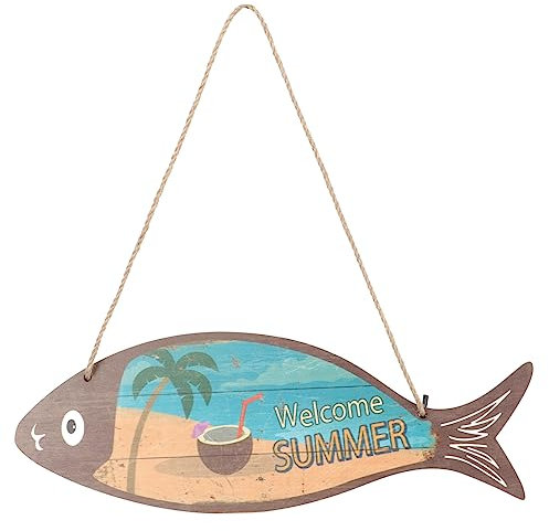 Toyvian Maritime Holzanhänger Fischform Einzigartiger Vintage-stil Wanddeko Robustes Holz Beach Party Deko Für Wohnzimmer Schlafzimmer Dekoratives Ornament Mit Hawaii Flair