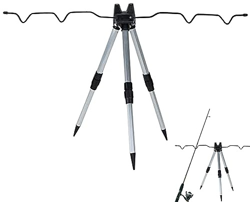 Jorzer Barda de Pesca Soporte de trípode Plegable Coda de Pesca Polvo Anti-rompinder Soporte telescópico portátil de aleación de Aluminio para Exteriores, Soporte para Poste para Sea Beach Shore Pier