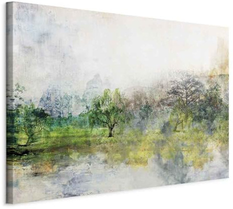 B&D XXL - Akustikbild Wald Natur Bilder Akustikschaum Hochleistungsschallabsorber Schallschutz Leinwand 1 tlg Wandbild Raumakustik Schalldämmung Landschaft Panorama Forst Bäume
