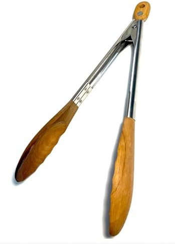Premium Küchenzange 30 cm – Edelstahl & Holz | Hitzebeständig & Nachhaltig | Perfekt zum Kochen, Grillen & Servieren | Schonend für Pfannen – Keine Kratzer