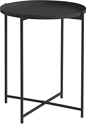 Exquisiter Couchtisch, einfacher runder Aufbewahrungstisch aus Eisen, Wohnzimmer-Sofa-Multifunktions-Tabletttisch, Schlafzimmer-Freizeittisch, kreatives Regal (Farbe: Schwarz, Größe: 45 x 52 cm)