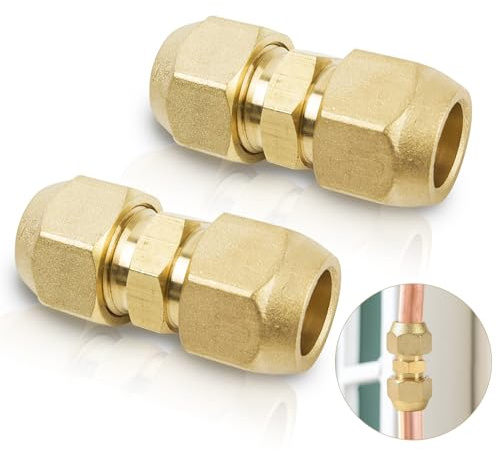 2 raccordi per prolunga di tubo in rame per climatizzazione, raccordi per tubo in rame da 1/4, doppio connettore, senza bisogno di saldatura, set di dadi per tubo, strumenti per raccordo