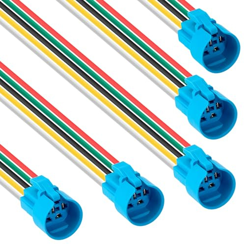 GUNGY Enchufe de Cable de Interruptor de Botón Pulsador 19mm Pulsadors Cable de Conexión 12V/24V 3A Impermeable Interruptores Pulsador 5 Pin Toma 5 Piezas