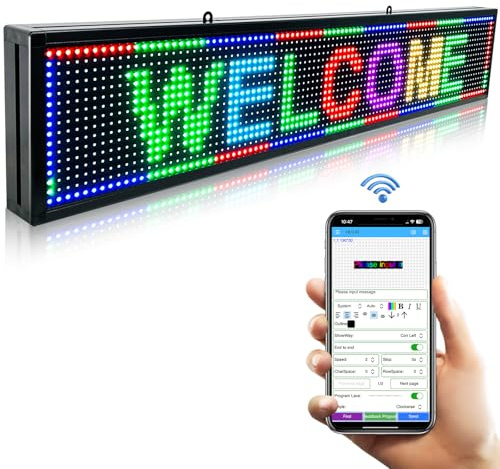 JINBLIZZARD Programmable Scrolling Led Sign Message Board Outdoor Digital Signs For Business Display Screen Custom Advertising Store Marquee Electronic Word Light Wifi Control 39X8