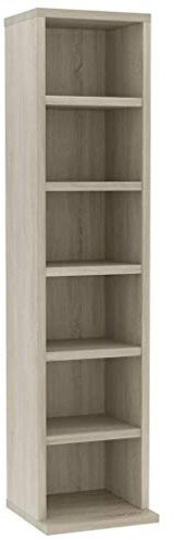 SDWEHO7 CD Regal, Massivholz Standregal, CD-Aufbewahrung 6 offenen Fächern Bücherregal, Medienregal，Dekoregal für Wohnzimmer Sonoma-Eiche 21x20x88 cm