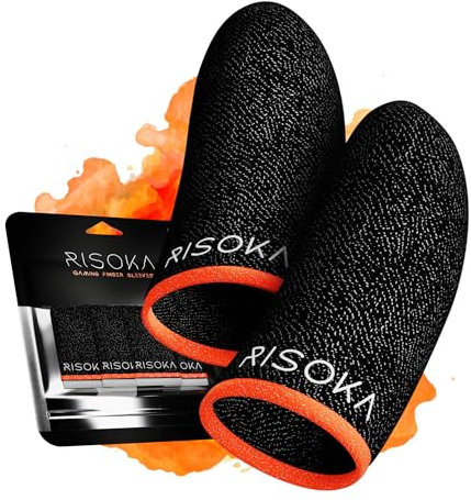 RISOKA Gaming Finger Sleeves 10 Pezzi - Scorrimento Perfetto sul Touchscreen – Adatto a Tutti i Giochi - Accessori Gadget Controller Smartphone - Guanti Sleeve Telefono - Phone Gamer Manicotto