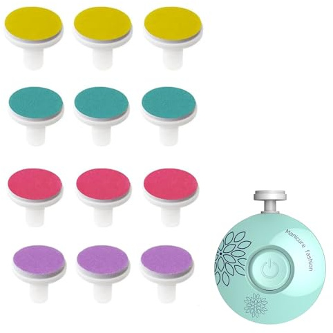 Nail Trimmer Replacement Pads,Baby Nail File Pads,Baby Nail Grinding Heads,Interchangeable Grinding Heads,Baby Nail Accessory,Nail Clippers Polish Disc for Kids Newborn, Infant Toddler Kids,12 Pieces