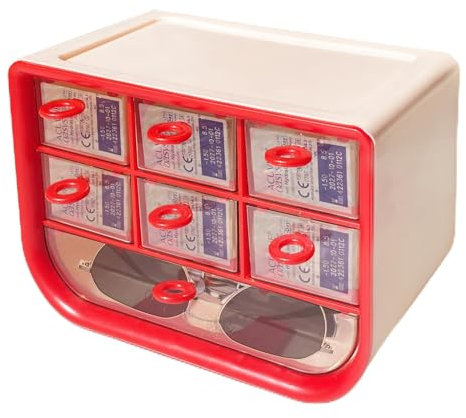 LCFALO Daily Contact Lens Organizer Case, Red Portable Storage Box for Disposable Lenses, Cute Organizer for All Brand Cosmetic Contacts