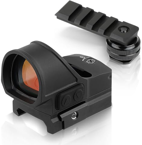 FOCUHUNTER Camera View Finder 1x19, 3 MOA and 10-Level Modes Settings for Telephoto Photography, Shockproof Waterproof Motion Awake with Hot Shoe Mount, High Profile and Low Profile Mount