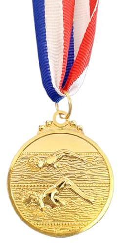 AMZLORD Médaille de Natation en métal de 5 cm avec Ruban de Cou Médaille d'or/Argent/Bronze Médailles de 1ère/2ème/3ème Place pour Les compétitions de fête et de Course