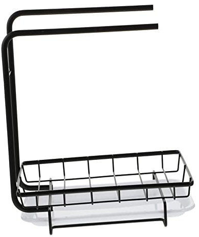 Estante para Trapos de Esponja Negro de Dos Barras en Acero al Carbono