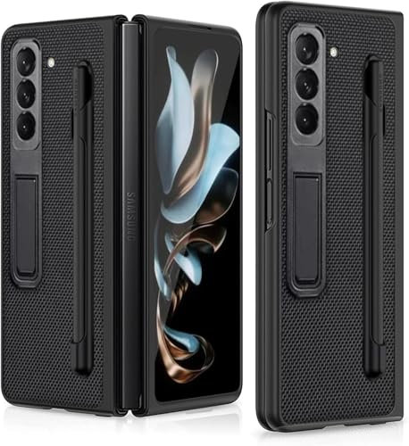 yanzi Compatible with SamSung Galaxy Z Fold 6-5G Smartphone Case[Black]+3D Tempered Glass/Cover PU Leather Ultra Slim S Pen Slot Bumper Protective Mobile Case with Kickstand for Galaxy Z Fold 6-2024