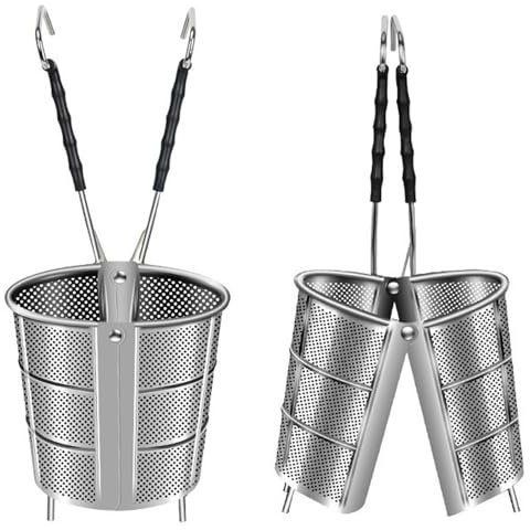 Scolapasta in acciaio inox con manico per pentola calda, tagliatella, carne e verdure, strumento da cucina di medie dimensioni