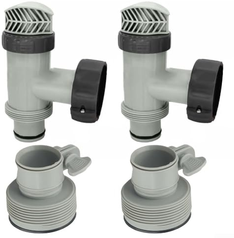 Eawfgtuw Pool Plunger Valve With Hose Adapter Type B For Above Ground Pools,Swimming Pool Replacement Parts Shut Off Valve System With Rubber Gaskets (2sets)