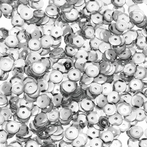 QUARKZMAN 4200Pcs Lentejuelas Sueltas Lentejuelas De Copa Plateado Plateado | Con Respaldo, Para Manualidades De Joyería Costura