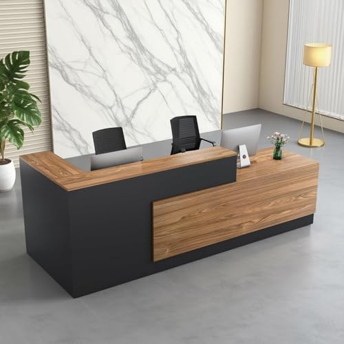 Heliosrider Ladentheke Verkaufstheke Empfangstheke L Form Empfangstheke Holz mit GroßZüGigem Stauraum Geeignet für BüRos Kassen Salons Rezeptionen Hotels(Left,95 * 24 * 41IN)