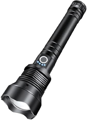 Reiteag Hyperxlight Pro - Ultrahelle Taktische Taschenlampe, Aus Aluminiumlegierung Mit Großer Reichweite, Teleskop-Zoom-Taschenlampe, Dreistufig Einstellbar (Schwarz)