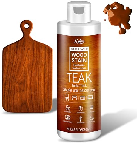 Water Based Wood Stain - Teak | Wood Varnish for Indoor ＆ Outdoor Furniture, Wardrobe, Cabinets, Doors, Low Odor ＆ Non-Toxic, Fast Drying, Multiple Classical Finishes - 8.5fl.oz / 250ml