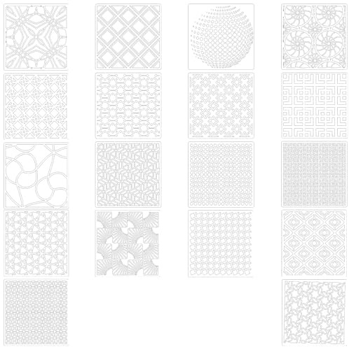 TONGIHS 18 Pièces pochoirs géométriques, Pochoirs de Dessin de Peinture Meuble, pochoir pour journal, pour les décorations en tissu, les ornements de porte,œuvres d'art peintes, décorations murales