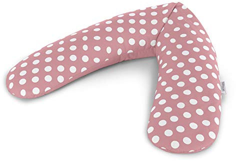 Theraline Coussin d'allaitement original avec rembourrage en épeautre – Couleur : 119 Indie Dots rose antique