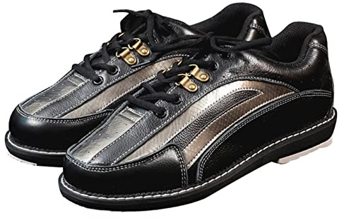 SDEQA Scarpe da Bowling da Uomo con 5 Suole Scarpe da Bowling in Pelle Antiscivolo Leggero E Confortevole per L'interno All'aperto,Nero,46 EU