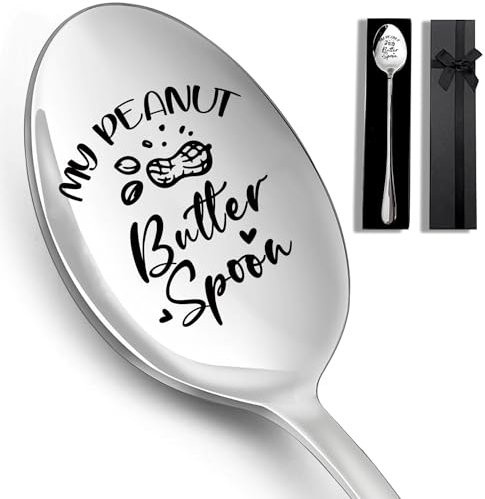 KISJO My Peanut Butter Spoon Stainless Steel Spoon, Ideal Coffee Ice Cream Spoon for Peanut Butter Lovers Men Girls Friends Mom Dad Birthdays Christmas Thanksgiving Day Gift