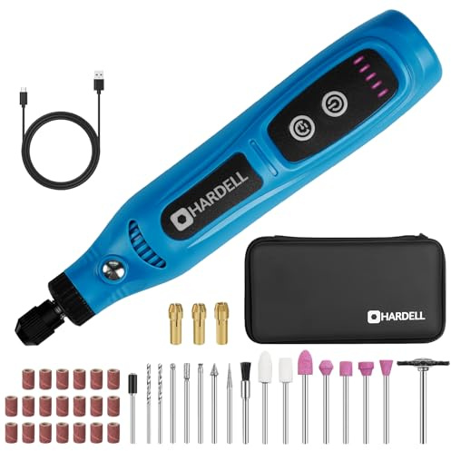 HARDELL Cordless Rotary Tool 3.7V, 5-Speed Mini Rotary Tool Kit with 43 Accessories, Type-C Charging Power Rotary Tools for Engraving, Sanding, Polishing, Drilling, Grinding