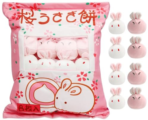 HENGBIRD Oreiller Pudding, Jouet pour Chat Enfants Oreiller Cat Kawaii Oreillers en Peluche Pillow Mignon Trucs pour Enfants Peluches Mignonnes Snack Doux Oreillers en Peluche (Lapin)