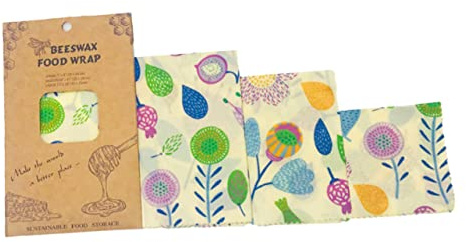 FRCOLOR Emballages Alimentaires Couleur Aléatoire Lot de 3 Réutilisables en Coton et Cire d'abeille pour Conservation des Aliments, Design Créatif pour Restaurant et Boutique de Snacks