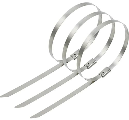 XIUsheUA Bridas de Acero Inoxidable 304 de 4,6 mm for Cables, Multiusos, Resistentes, 10 Unidades para alambres, Cables(5x450,10Pcs)