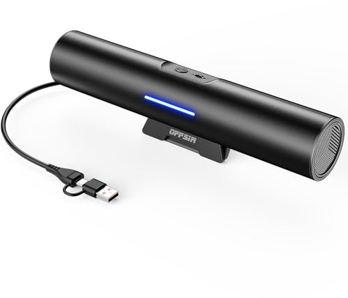 Computer Speakers for Desktop PC Monitor, USB or Type C Plug-in Soundbar, Clip-On Speaker, Wired Laptop Gaming Speakers with Volume Wheel & One-Touch Mute, Compatible with Mac Windows iPhone iPad