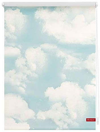 Lichtblick Klemmfix Tageslicht-Rollo mit Motiv, ohne Bohren, Blickdicht, Seitenzugrollo, Made in Germany, Wolken - Blau 70 x 150 cm (B x L)
