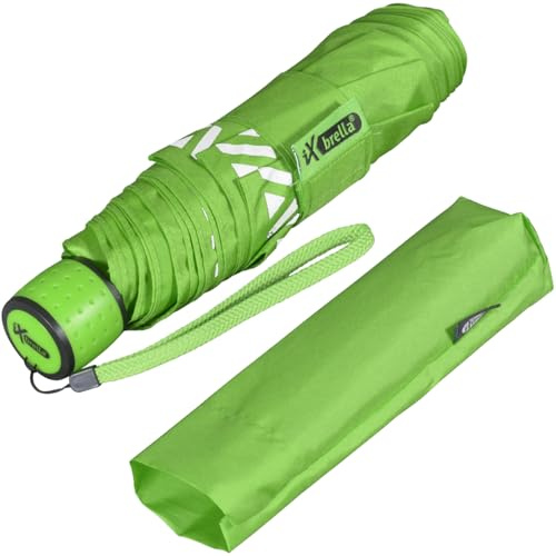 iX-brella Mini Ombrello per Bambini Safety Reflex, Extra Leggero, verde fluo, 95 cm