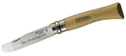 OPINEL Kindermesser No.7, Buchenholz natur (mit Gravur auf der Klinge, Größe 7)
