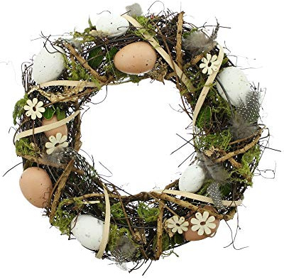 FRANK FLECHTWAREN Kranz Ostern, Ø 30 x 8 cm, Innen-Ø 12 cm, toller Blickfang, vielseitig anwendbar