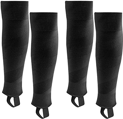 Northdeer Kinder Herren Stutzen Fussballstutzen Stegstrümpfe Fussball Sleeve Fussballsocken 2 Paar (Schwarz M)