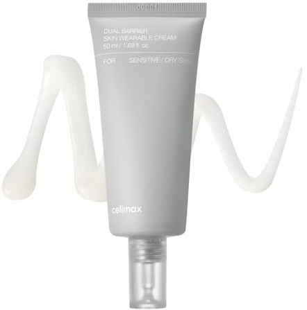 celimax Dual Barrier Skin Wearable Cream, 1,69 oz | Långvarig ansiktsfuktkräm med ceramider, hyaluronsyra, fuktgivande, lugnande, reparerande