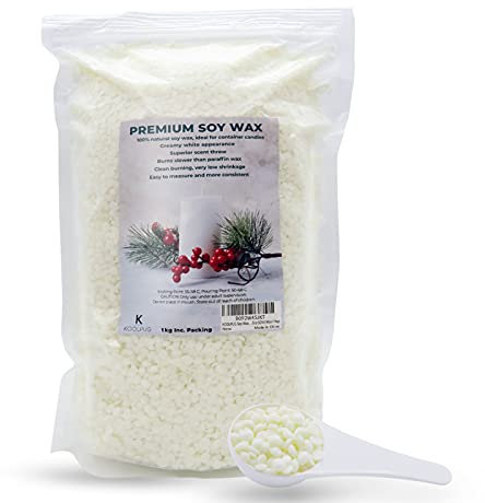 KOOLPUG Soy Wax, 100% Natural Soy Candle Wax Beads, SOYA Wax for Candle Making, Vegan Friendly Wax for DIY Candle Making, Works Well in Votives, Containers, and Pillars (1KG)