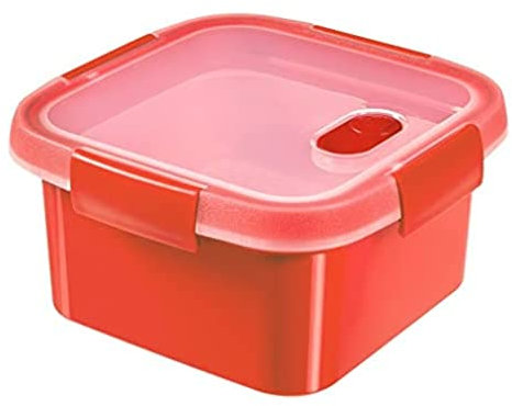 Curver 249954 Aufbewahrungsbox, Dampfgaren in der Mikrowelle, quadratisch, 1,1 l, recycelt, Smart Eco Serie, Kunststoff, 1 Liter