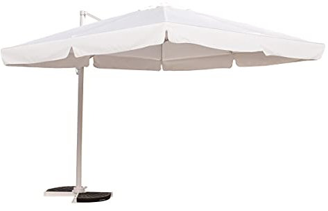 Yellowshop. - Ombrellone braccio laterale in alluminio 3x3 o 3X4 mt. con palo girevole telo con flap e Airvent GARDA Bianco (3x3 mt)