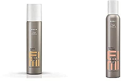 Vorteils-Set: Wella Eimi Super Set Fixing-Spray mit UV-Schutz und extrastarkem Halt – 1 x 75 ml & Extra Volume Schaumfestiger mit Hitzeschutz und starkem Halt – 1 x 300 ml