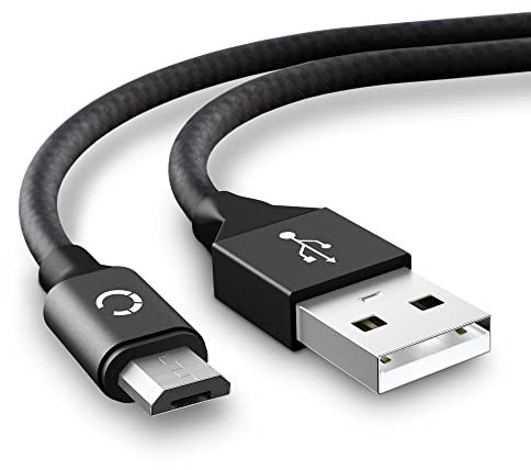 CELLONIC® USB Kabel 2m für Kamera Handy Smartphone Navigation Headset Tablet Ladekabel Micro USB auf USB A 2.0 Datenkabel 2A schwarz Nylon