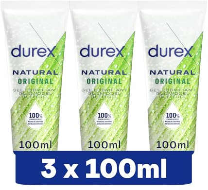 Durex Gels Lubrifiants Naturels Hydratants - Base Eau Orginal - Lot de 3 x 100 ml