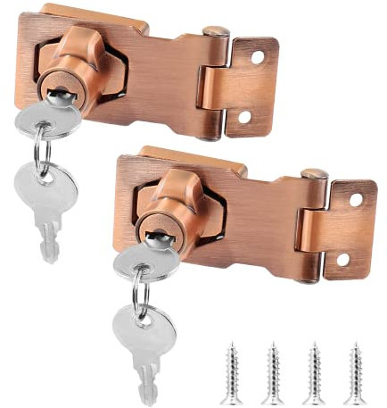 BokWin 2 Stück Schlüsselschlösser 6,3 cm Drehknopf mit Schlüssel, Schrankknopf, Sicherheitsverschluss mit Schloss für kleine Türen, Schränke und mehr, rote Bronze (unterschiedlich schließend)