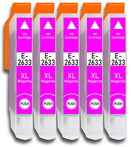 5er Magenta Druckerpatronen Kompatibel für Epson Nr.26XL Expression Premium XP-510 XP-520 XP-600 XP-605 XP-610 XP-615 XP-620 XP-625 XP-700 XP-710 XP-720 XP-800 XP-810 XP-820